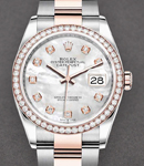 Datejust 36mm in Steel with Rose Gold Diamond Bezel on Oyster Bracelet with MOP Diamond Dial