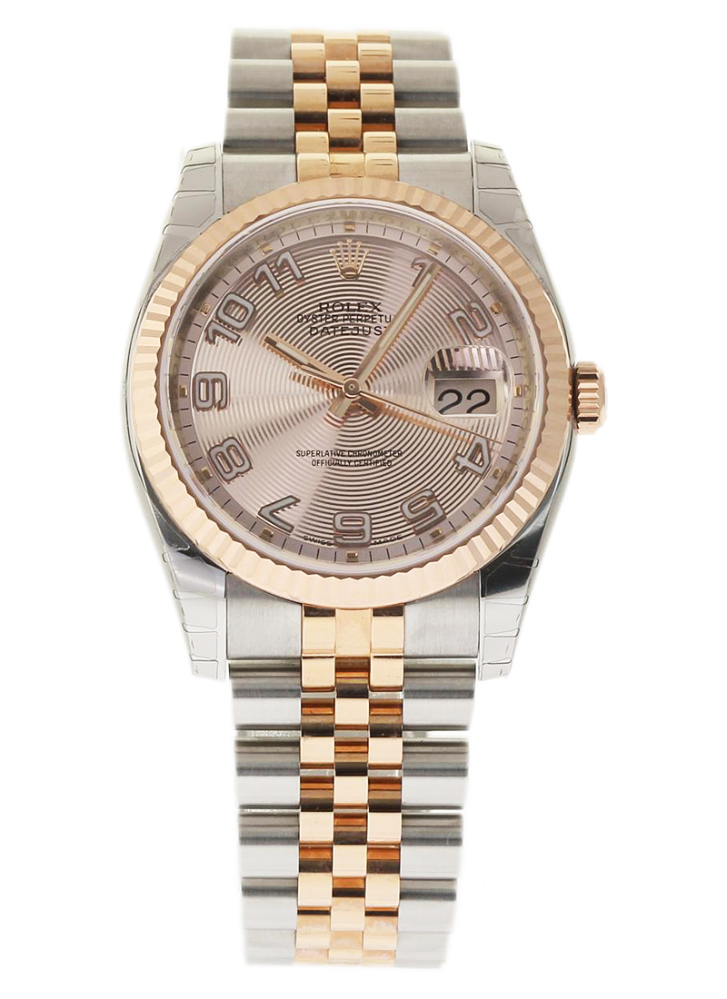 Pre-Owned Rolex Datejust 36mm in Steel with Rose Gold Fluted Bezel
