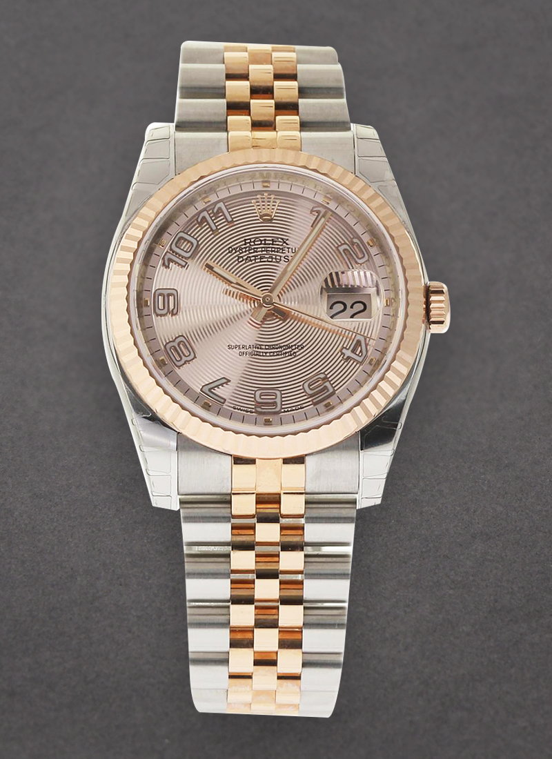 Pre-Owned Rolex Datejust 36mm in Steel with Rose Gold Fluted Bezel