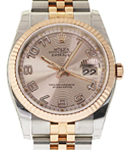 Datejust 36mm in Steel with Rose Gold Fluted Bezel on Jubilee Bracelet with Pink Concentric Arabic Dial