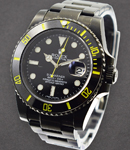 Submariner Date 40mm in Black DLC Steel with Ceramic Bezel and Yellow Accent on Oyster Bracelet with Black Dial