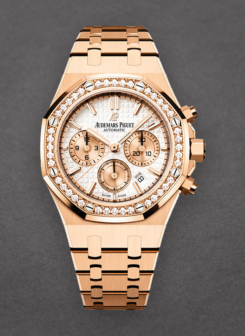 Audemars Piguet Royal Oak Chronograph 38mm in Rose Gold with Diamond Bezel