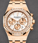 Royal Oak Chronograph 38mm in Rose Gold with Diamond Bezel on Rose Gold Bracelet with Silver Dial