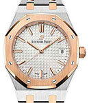 Royal Oak 37mm in Steel with Rose Gold Bezel On Steel and Rose Gold Bracelet with Silver Textured Dial