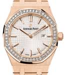 Royal Oak Automatic in Rose Gold with Diamond Bezel on Rose Gold Bracelet with Silver Dial