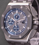 Royal Oak Offshore Chronograph in Titanium with Black Ceramic Bezel on Grey Rubber Strap with Slate Grey Tapisserie Dial - Blue Subdials