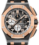 Royal Oak Offshore Chronograph 44mm in Black Ceramic with Rose Gold Bezel on Grey Rubber Strap with Smoked Grey Dial