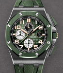 Royal Oak Offshore Chronograph in Black Ceramic with Green Ceramic Bezel on Green Rubber Strap with Smoked Green Dial