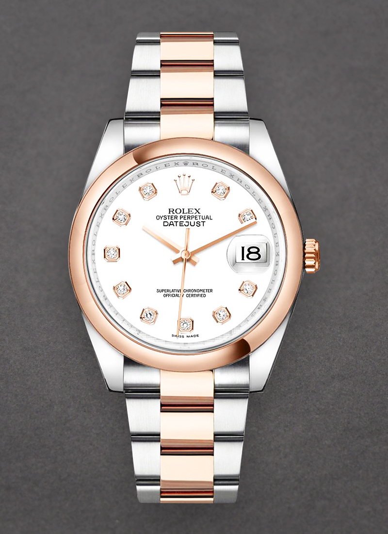 Pre-Owned Rolex Datejust 36mm in Steel with Rose Gold Smooth Bezel