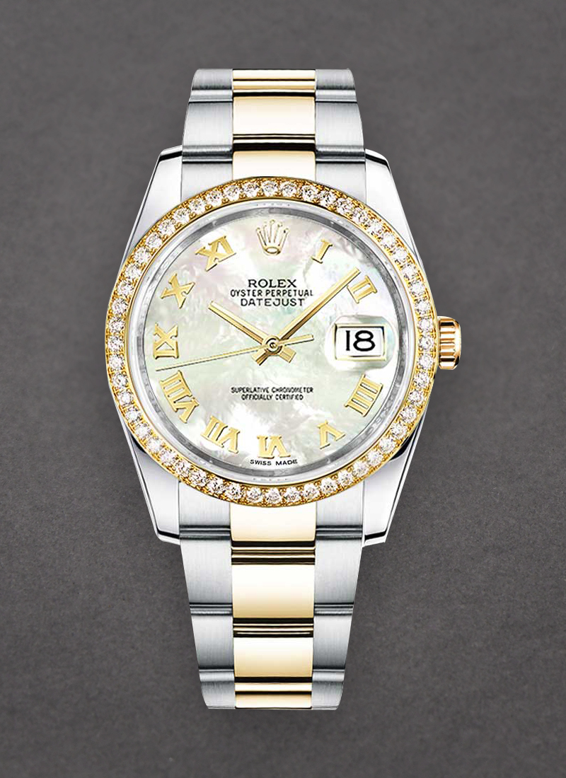 Pre-Owned Rolex Datejust 36mm in Steel with Yellow Gold Diamond Bezel