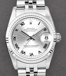 Mid Size 31mm Datejust in Steel with Fluted Bezel on Jubilee Bracelet with Silver Roman Dial