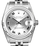 Mid Size 31mm Datejust in Steel with Fluted Bezel on Jubilee Bracelet with Silver Roman Dial