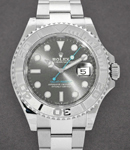 Yachtmaster Men's 40mm in Steel with Platinum Bezel on Oyster Bracelet with Rhodium Index Dial