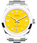 Oyster Perpetual No Date 31mm in Steel with Domed Bezel on Oyster Bracelet with Yellow Index Dial