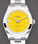 Oyster Perpetual No Date 31mm in Steel with Domed Bezel on Oyster Bracelet with Yellow Index Dial