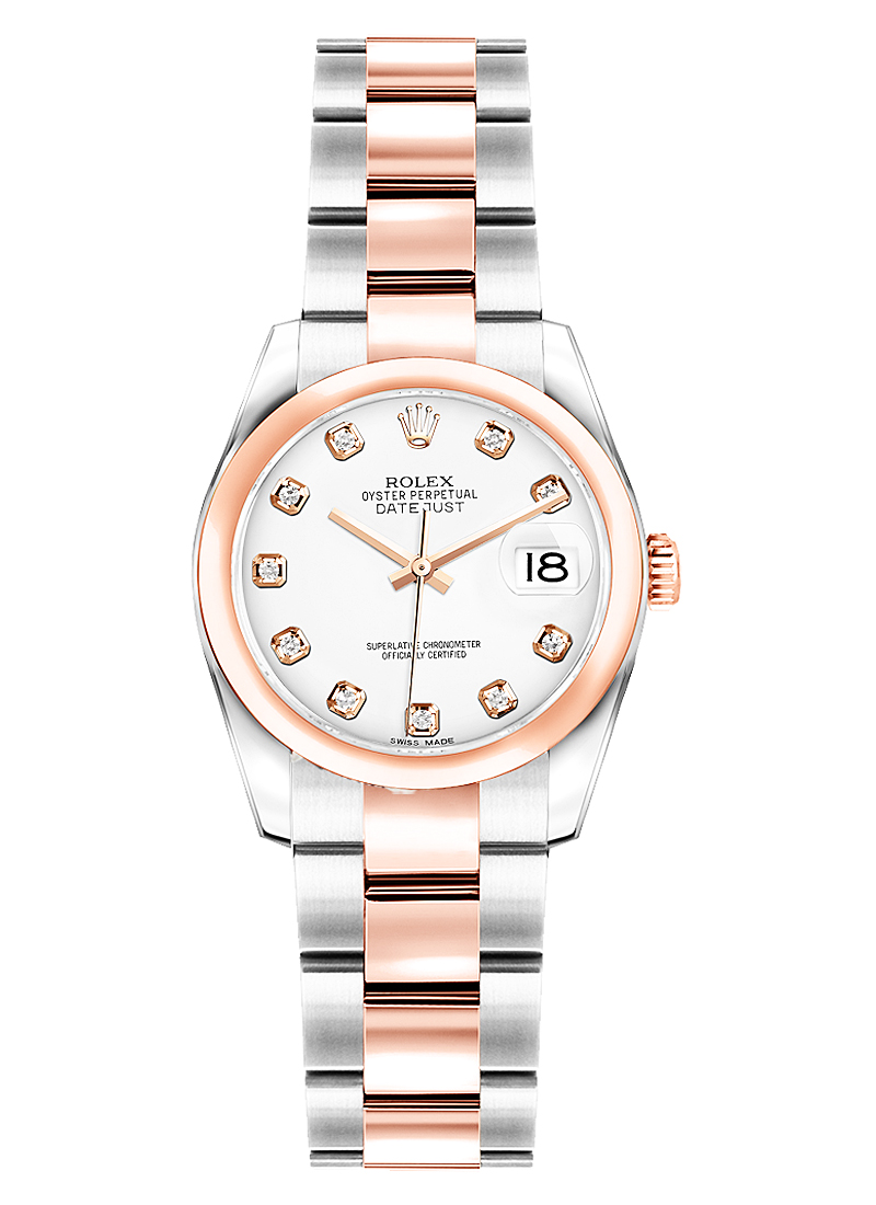 Pre-Owned Rolex Lady 26mm Datejust in Steel with Rose Gold Smooth Bezel