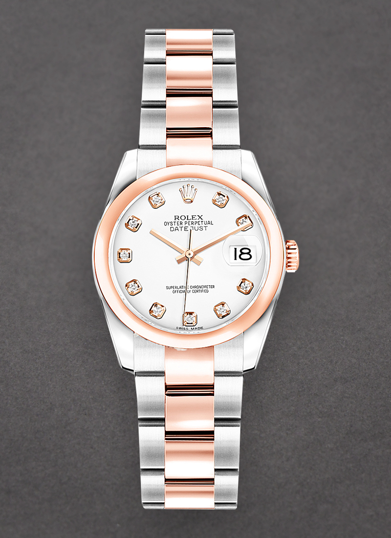 Pre-Owned Rolex Lady 26mm Datejust in Steel with Rose Gold Smooth Bezel