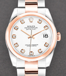 Lady 26mm Datejust in Steel with Rose Gold Smooth Bezel on Oyster Bracelet with White Diamond Dial