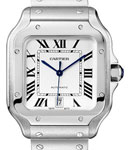 Cartier Santos Square Large Size in Steel on Steel Bracelet with Silver Dial