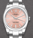 Ladies Oyster Perpetual No Date in Steel with Smooth Bezel  on Oyster Bracelet with Pink Stick Dial