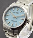 Oyster Perpetual No Date 31mm in Steel with Domed Bezel on Oyster Bracelet with blue Index Dial