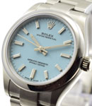 Oyster Perpetual No Date 31mm in Steel with Domed Bezel on Oyster Bracelet with blue Index Dial