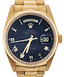 Day-Date President 36mm in Yellow Gold with Fluted Bezel on President Bracelet with Black Roman Dial