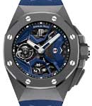 Royal Oak Concept GMT Tourbillon in Titanium with Ceramic Bezel on Blue Rubber Strap with Blue Skeleton Dial