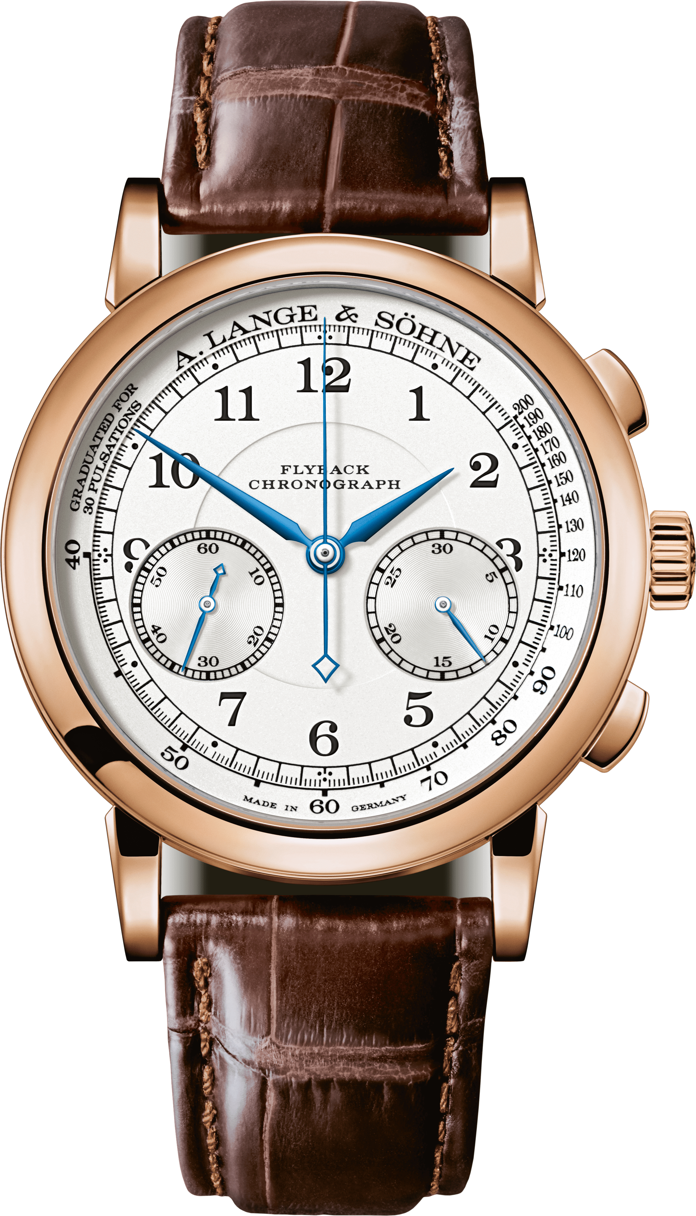 1815 Chronograph in Rose Gold on Blrown Alligator Leather Strap with Silver Dial