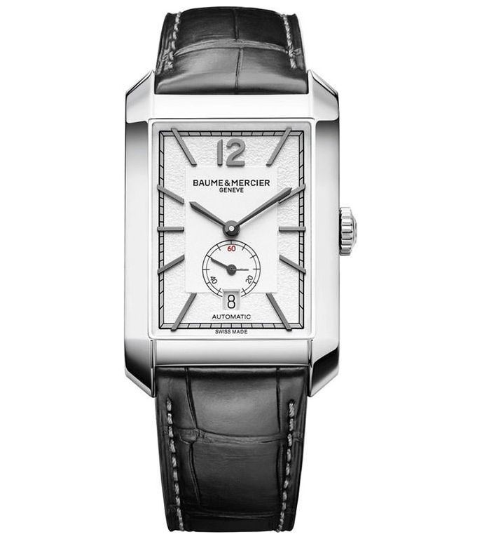 Hampton 48 x 31mm in Steel on Black Crocodile Leather Strap with Silver Dial