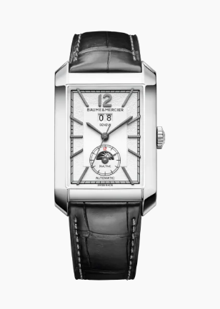 Hampton Dual Time Big Date in Steel On Black Alligator Leather Strap with Silver Dial