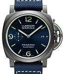 PAM 1117 - Luminor Marina 44mm in Titanium on Blue Rubber Strap with Blue Dial