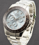 Cosmograph Daytona 40mm in Platinum on Oyster Bracelet with Ice Blue Diamond Dial