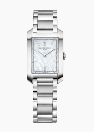 Hampton Quartz 35 x 22mm in Steel on Steel Bracelet with MOP Diamond Dial