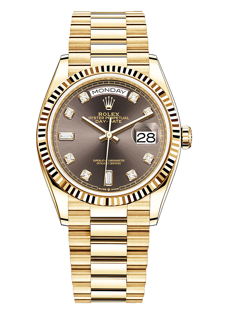 Pre-Owned Rolex President 36mm in Yellow Gold with Fluted Bezel