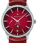 Elite Moonphase Romeo Y Julieta in Steel with Diamond Bezel on Red Crocodile Leather Strap with Red Dial