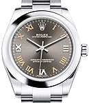 Oyster Perpetual 31mm in Steel with Smooth Bezel on Oyster Bracelet with Dark Gray Roman Dial