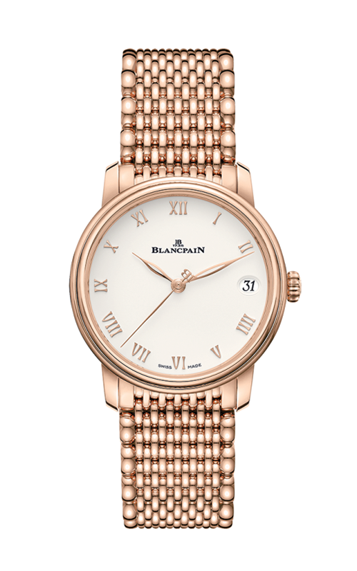 Villeret Date 33.2mm in Rose Gold on Rose Gold Bracelet with Ivory Dial