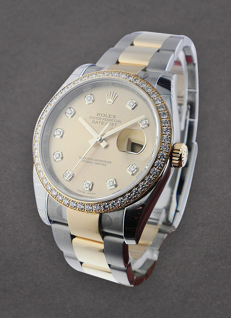 Pre-Owned Rolex Datejust 36mm in Steel with Yellow Gold Diamond Bezel