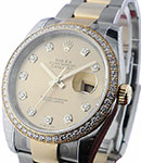 Datejust 36mm in Steel with Yellow Gold Diamond Bezel on Oyster Bracelet with Champagne Diamond Dial