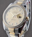 Datejust 36mm in Steel with Yellow Gold Diamond Bezel on Oyster Bracelet with Champagne Diamond Dial