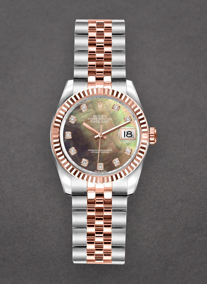 Pre-Owned Rolex Datejust 26mm in Steel with Rose Gold Fluted Bezel