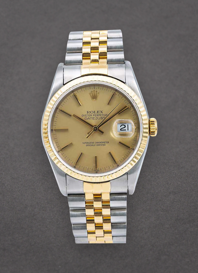 Pre-Owned Rolex Datejust 36mm in Steel with Yellow Gold Fluted Bezel