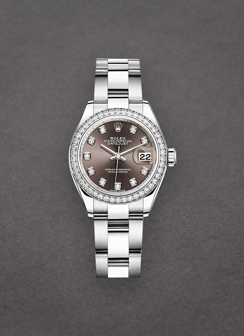 Pre-Owned Rolex Datejust 28mm in Steel with White Gold Diamond Bezel