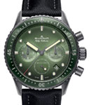 Fifty Fathoms Bathyscaphe Flyback Chronograph in Steel with Green Ceramic Bezel on Black Fabric Strap with Green Dial