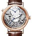 Tradition 7597 40mm in Rose Gold on Brown Alligator Leather Strap with Skeleton Dial