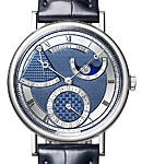 Classique Moon Phase in White Gold on Blue Crocodile Leather Strap with Blue Dial