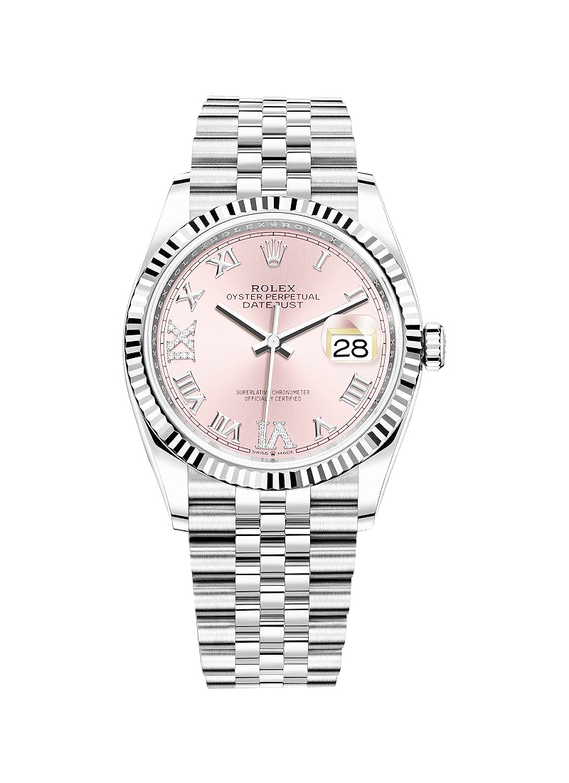 Pre-Owned Rolex Datejust 36mm in Steel and White Gold Fluted Bezel