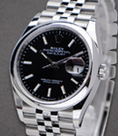 Datejust 36mm in Steel with Domed Bezel on Jubilee Bracelet with Black Index Dial