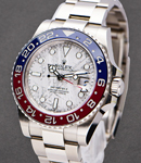 GMT Master II in White Gold with Red and Blue Ceramic Bezel on Oyster Bracelet with Meteorite Dial